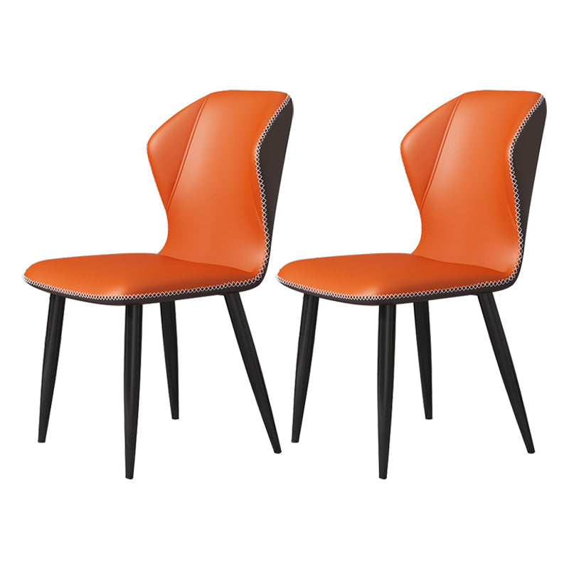 Scandinavian Home Side Chair Wingback Metal Upholstered Dining Room Chair Orange 2 Piece Set Clearhalo ' kitchen&dining_furn' 'Dining Chairs' 'Dining Tables & Seating' 'dining_chair' 'furn' 'furn_dining_chair' 'Furniture' 'furniture_dining_chair' 'Kitchen & Dining Furniture' 'kitchen' 3827121