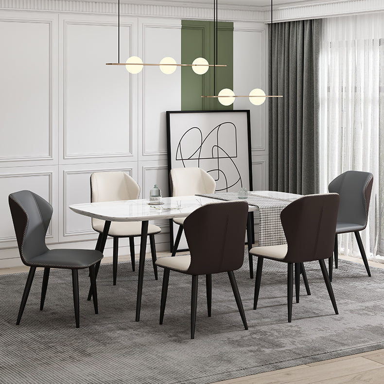 Scandinavian Home Side Chair Wingback Metal Upholstered Dining Room Chair Clearhalo ' kitchen&dining_furn' 'Dining Chairs' 'Dining Tables & Seating' 'dining_chair' 'furn' 'furn_dining_chair' 'Furniture' 'furniture_dining_chair' 'Kitchen & Dining Furniture' 'kitchen' 3827126