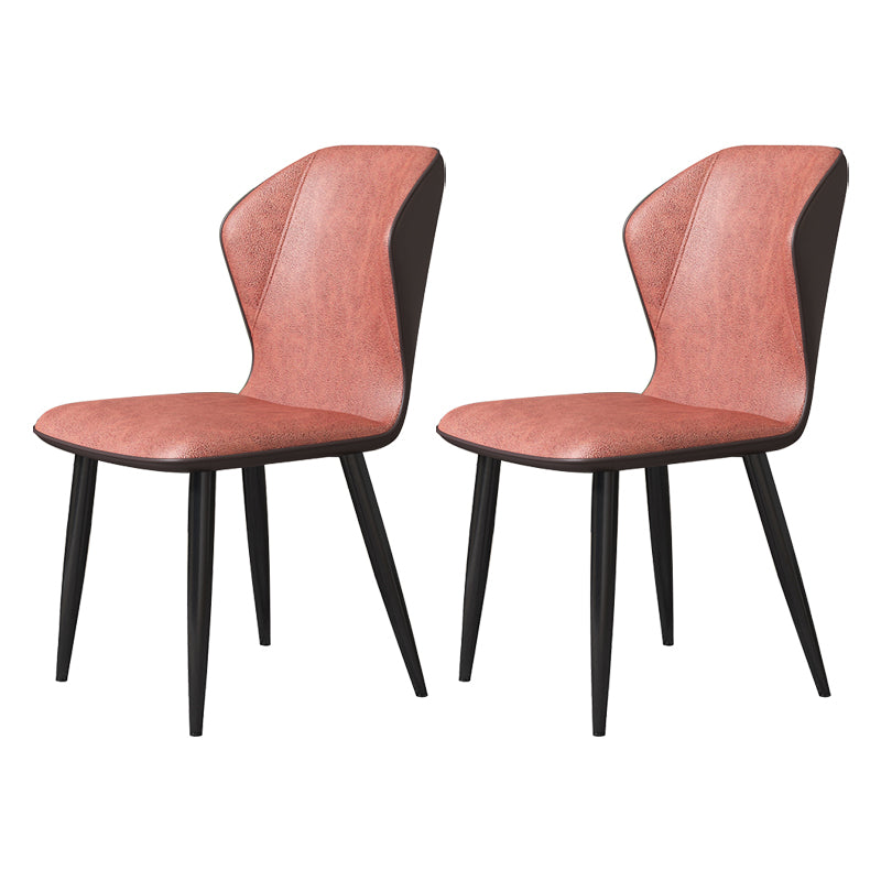 Scandinavian Home Side Chair Wingback Metal Upholstered Dining Room Chair Orange Red 2 Piece Set Clearhalo ' kitchen&dining_furn' 'Dining Chairs' 'Dining Tables & Seating' 'dining_chair' 'furn' 'furn_dining_chair' 'Furniture' 'furniture_dining_chair' 'Kitchen & Dining Furniture' 'kitchen' 3827127