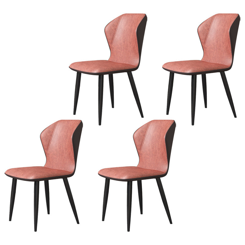Scandinavian Home Side Chair Wingback Metal Upholstered Dining Room Chair Orange Red 4 Piece Set Clearhalo ' kitchen&dining_furn' 'Dining Chairs' 'Dining Tables & Seating' 'dining_chair' 'furn' 'furn_dining_chair' 'Furniture' 'furniture_dining_chair' 'Kitchen & Dining Furniture' 'kitchen' 3827129