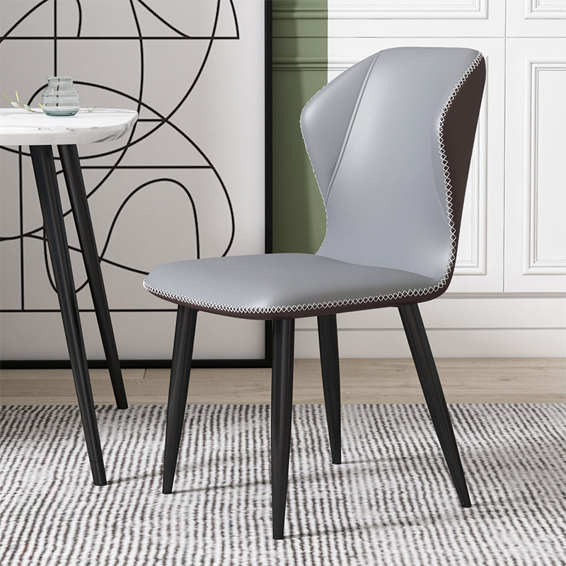 Scandinavian Home Side Chair Wingback Metal Upholstered Dining Room Chair Grey 1 Piece Clearhalo ' kitchen&dining_furn' 'Dining Chairs' 'Dining Tables & Seating' 'dining_chair' 'furn' 'furn_dining_chair' 'Furniture' 'furniture_dining_chair' 'Kitchen & Dining Furniture' 'kitchen' 3827130