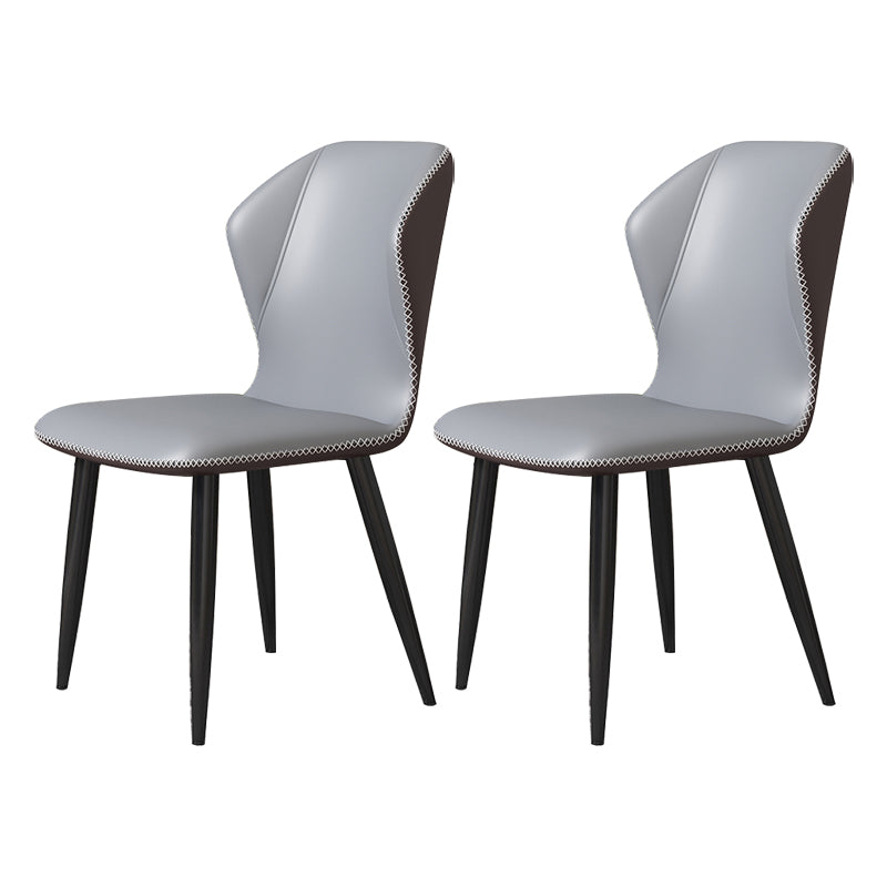 Scandinavian Home Side Chair Wingback Metal Upholstered Dining Room Chair Grey 2 Piece Set Clearhalo ' kitchen&dining_furn' 'Dining Chairs' 'Dining Tables & Seating' 'dining_chair' 'furn' 'furn_dining_chair' 'Furniture' 'furniture_dining_chair' 'Kitchen & Dining Furniture' 'kitchen' 3827131