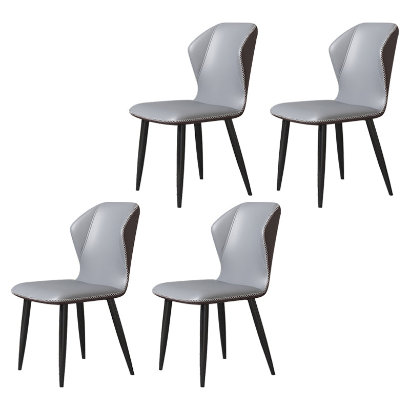 Scandinavian Home Side Chair Wingback Metal Upholstered Dining Room Chair Grey 4 Piece Set Clearhalo ' kitchen&dining_furn' 'Dining Chairs' 'Dining Tables & Seating' 'dining_chair' 'furn' 'furn_dining_chair' 'Furniture' 'furniture_dining_chair' 'Kitchen & Dining Furniture' 'kitchen' 3827132