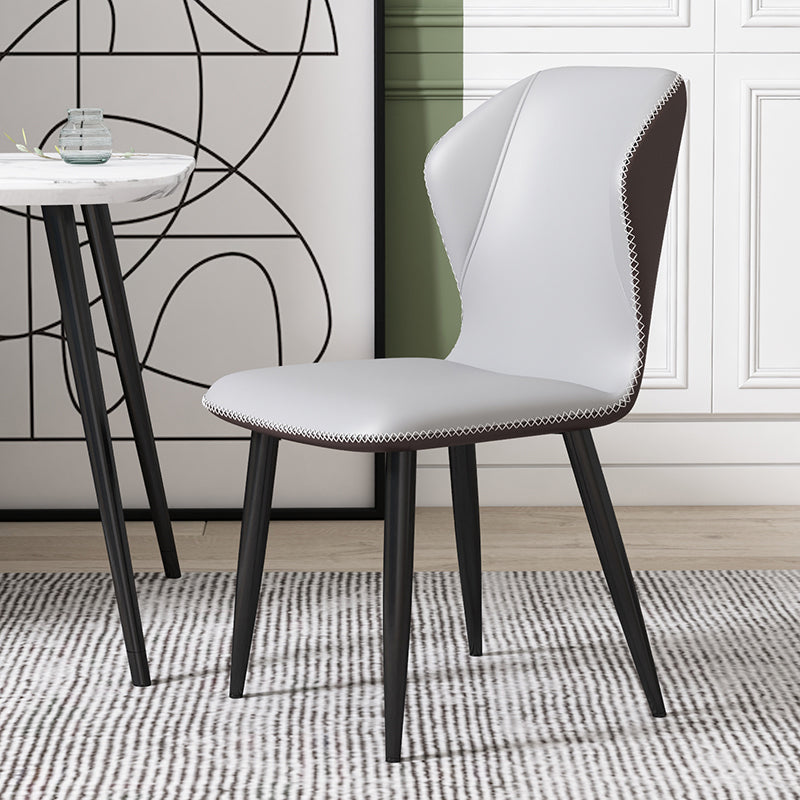 Scandinavian Home Side Chair Wingback Metal Upholstered Dining Room Chair Silver Gray 1 Piece Clearhalo ' kitchen&dining_furn' 'Dining Chairs' 'Dining Tables & Seating' 'dining_chair' 'furn' 'furn_dining_chair' 'Furniture' 'furniture_dining_chair' 'Kitchen & Dining Furniture' 'kitchen' 3827133