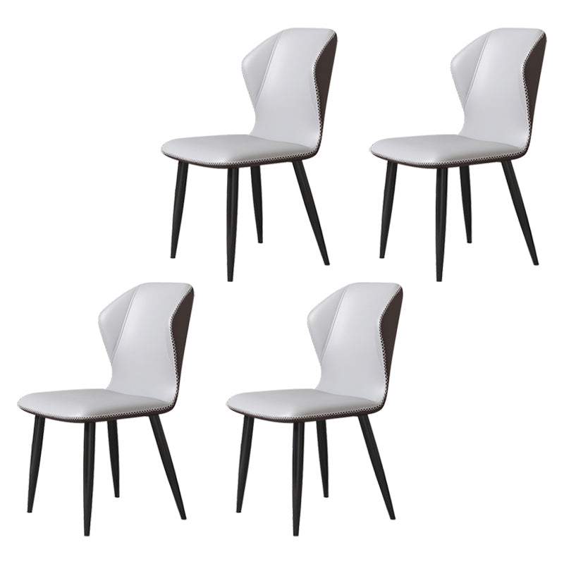 Scandinavian Home Side Chair Wingback Metal Upholstered Dining Room Chair Silver Gray 4 Piece Set Clearhalo ' kitchen&dining_furn' 'Dining Chairs' 'Dining Tables & Seating' 'dining_chair' 'furn' 'furn_dining_chair' 'Furniture' 'furniture_dining_chair' 'Kitchen & Dining Furniture' 'kitchen' 3827135
