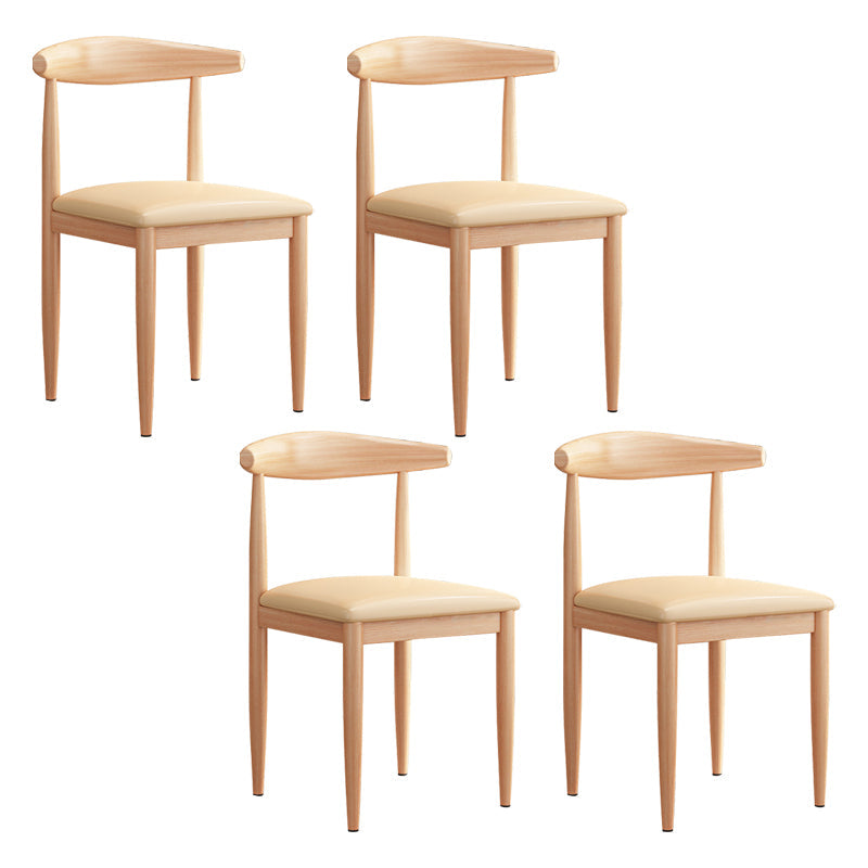 Modern Indoor-Outdoor Metal Chair Dining Room Armless Cow Horn Open Back Dining Side Chair Off-White 4 Piece Set Clearhalo ' kitchen&dining_furn' 'Dining Chairs' 'Dining Tables & Seating' 'dining_chair' 'furn' 'furn_dining_chair' 'Furniture' 'furniture_dining_chair' 'Kitchen & Dining Furniture' 'kitchen' 3827140