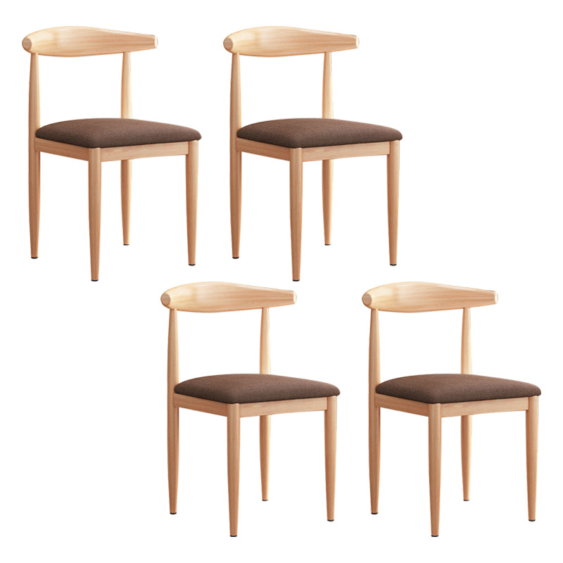 Modern Indoor-Outdoor Metal Chair Dining Room Armless Cow Horn Open Back Dining Side Chair Light Coffee 4 Piece Set Clearhalo ' kitchen&dining_furn' 'Dining Chairs' 'Dining Tables & Seating' 'dining_chair' 'furn' 'furn_dining_chair' 'Furniture' 'furniture_dining_chair' 'Kitchen & Dining Furniture' 'kitchen' 3827147