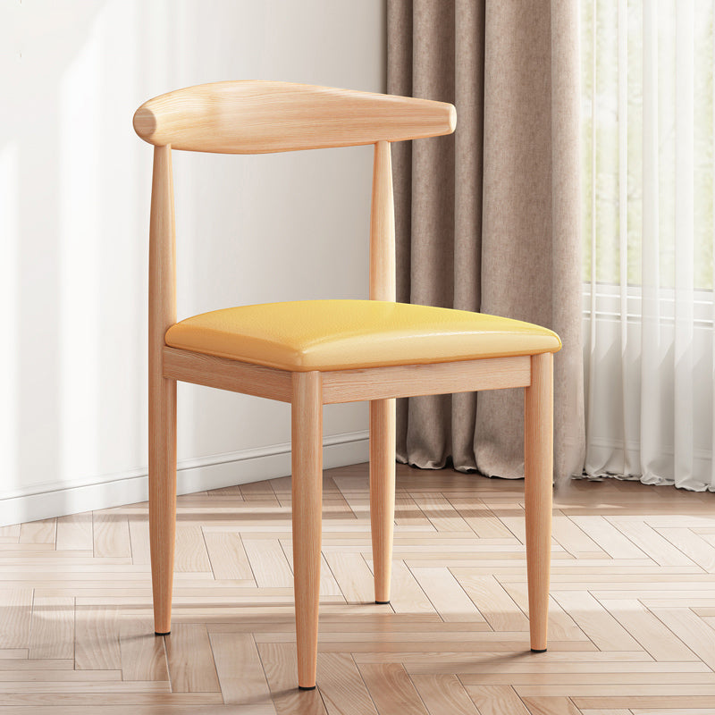 Modern Indoor-Outdoor Metal Chair Dining Room Armless Cow Horn Open Back Dining Side Chair Yellow 1 Piece Clearhalo ' kitchen&dining_furn' 'Dining Chairs' 'Dining Tables & Seating' 'dining_chair' 'furn' 'furn_dining_chair' 'Furniture' 'furniture_dining_chair' 'Kitchen & Dining Furniture' 'kitchen' 3827155