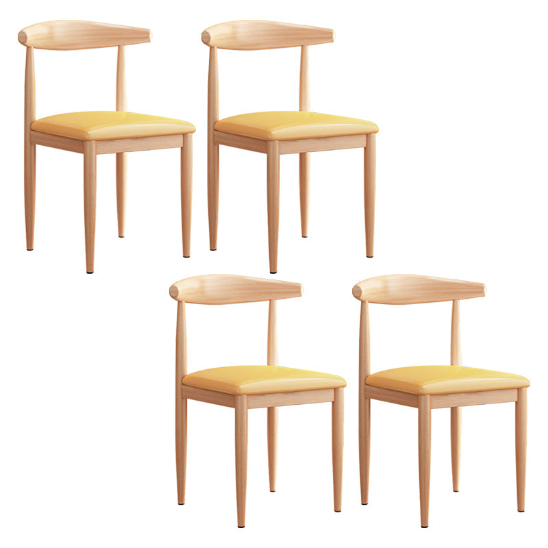 Modern Indoor-Outdoor Metal Chair Dining Room Armless Cow Horn Open Back Dining Side Chair Yellow 4 Piece Set Clearhalo ' kitchen&dining_furn' 'Dining Chairs' 'Dining Tables & Seating' 'dining_chair' 'furn' 'furn_dining_chair' 'Furniture' 'furniture_dining_chair' 'Kitchen & Dining Furniture' 'kitchen' 3827157