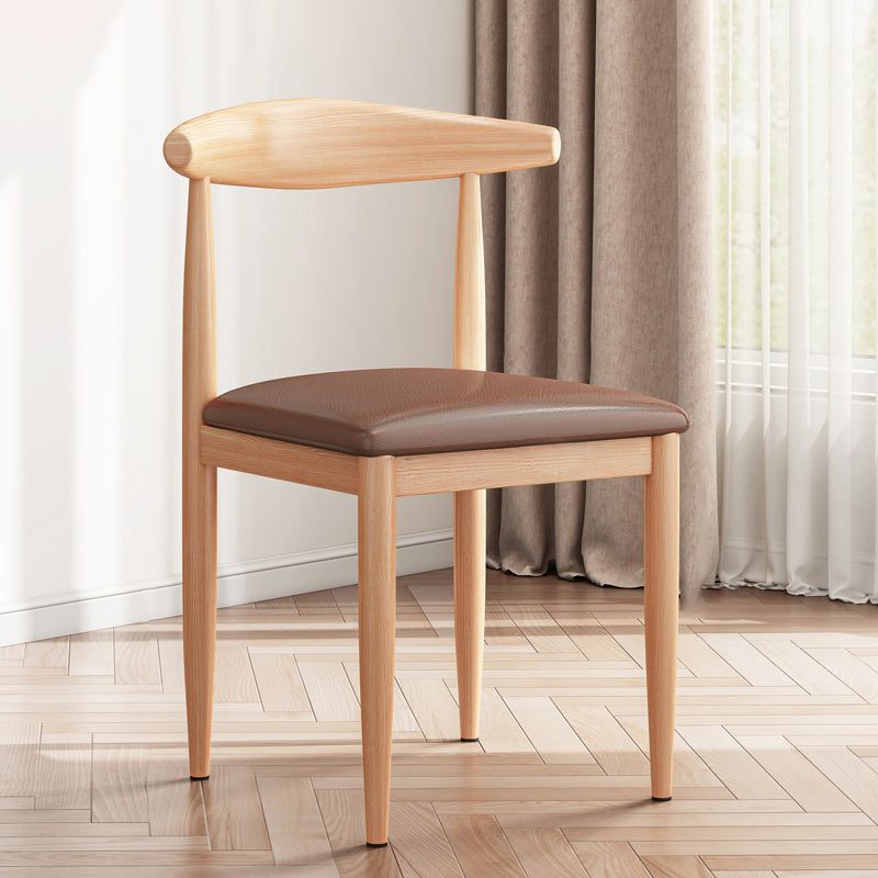 Modern Indoor-Outdoor Metal Chair Dining Room Armless Cow Horn Open Back Dining Side Chair Dark Brown 1 Piece Clearhalo ' kitchen&dining_furn' 'Dining Chairs' 'Dining Tables & Seating' 'dining_chair' 'furn' 'furn_dining_chair' 'Furniture' 'furniture_dining_chair' 'Kitchen & Dining Furniture' 'kitchen' 3827158