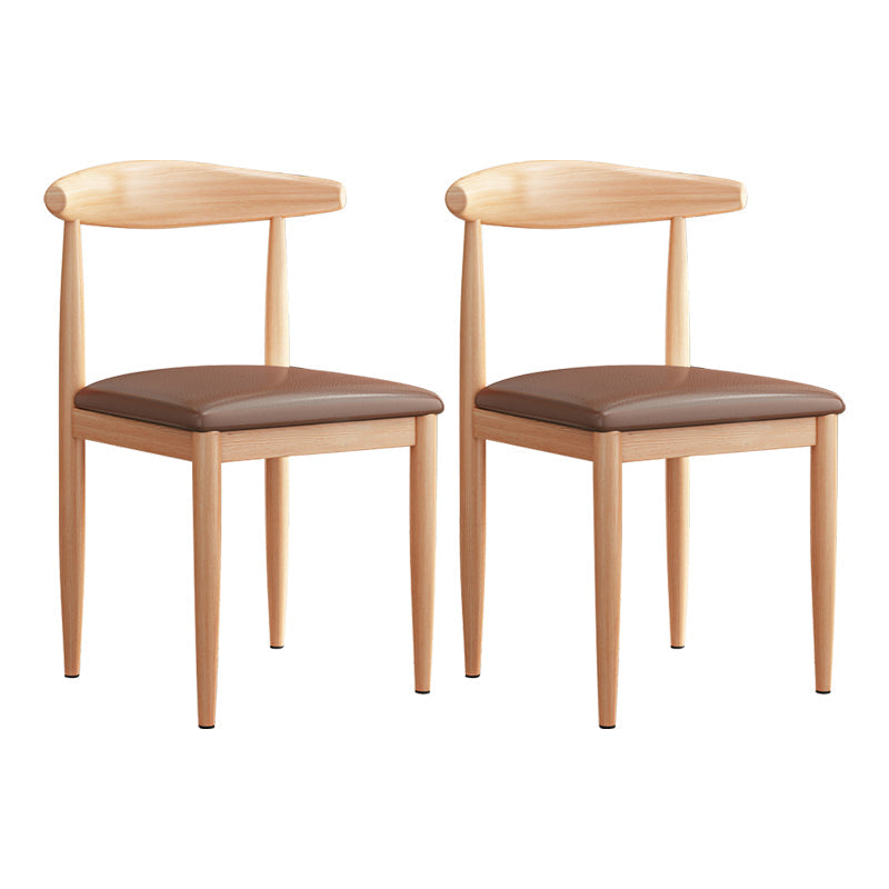 Modern Indoor-Outdoor Metal Chair Dining Room Armless Cow Horn Open Back Dining Side Chair Dark Brown 2 Piece Set Clearhalo ' kitchen&dining_furn' 'Dining Chairs' 'Dining Tables & Seating' 'dining_chair' 'furn' 'furn_dining_chair' 'Furniture' 'furniture_dining_chair' 'Kitchen & Dining Furniture' 'kitchen' 3827159