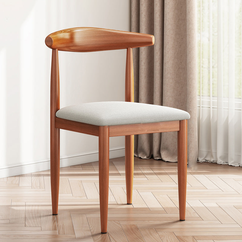 Modern Indoor-Outdoor Metal Chair Dining Room Armless Cow Horn Open Back Dining Side Chair Gray-Khaki 1 Piece Clearhalo ' kitchen&dining_furn' 'Dining Chairs' 'Dining Tables & Seating' 'dining_chair' 'furn' 'furn_dining_chair' 'Furniture' 'furniture_dining_chair' 'Kitchen & Dining Furniture' 'kitchen' 3827164