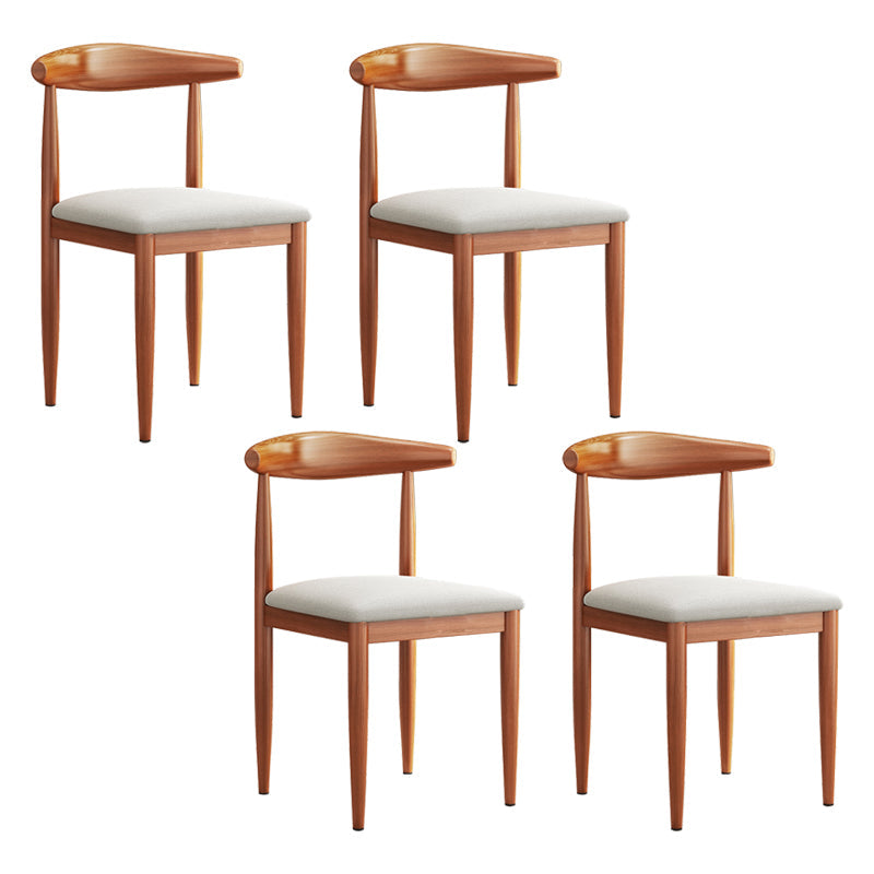 Modern Indoor-Outdoor Metal Chair Dining Room Armless Cow Horn Open Back Dining Side Chair Gray-Khaki 4 Piece Set Clearhalo ' kitchen&dining_furn' 'Dining Chairs' 'Dining Tables & Seating' 'dining_chair' 'furn' 'furn_dining_chair' 'Furniture' 'furniture_dining_chair' 'Kitchen & Dining Furniture' 'kitchen' 3827166