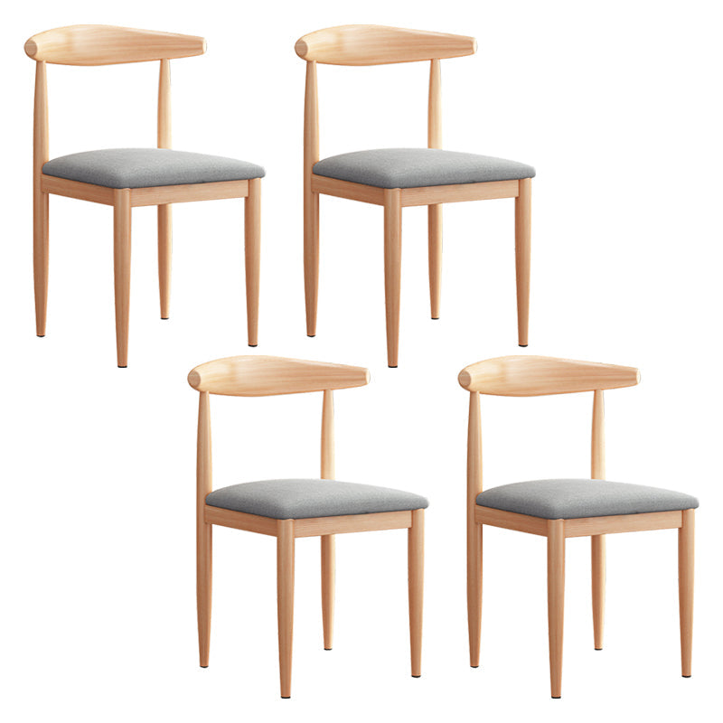 Modern Indoor-Outdoor Metal Chair Dining Room Armless Cow Horn Open Back Dining Side Chair Light Gray 4 Piece Set Clearhalo ' kitchen&dining_furn' 'Dining Chairs' 'Dining Tables & Seating' 'dining_chair' 'furn' 'furn_dining_chair' 'Furniture' 'furniture_dining_chair' 'Kitchen & Dining Furniture' 'kitchen' 3827169