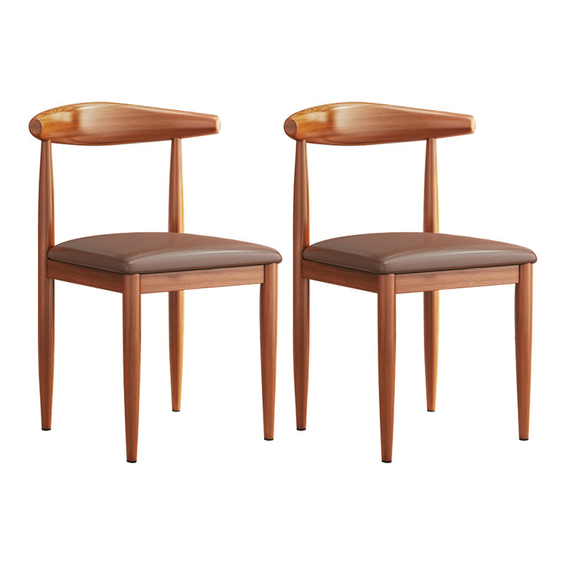 Modern Indoor-Outdoor Metal Chair Dining Room Armless Cow Horn Open Back Dining Side Chair Dark Coffee 2 Piece Set Clearhalo ' kitchen&dining_furn' 'Dining Chairs' 'Dining Tables & Seating' 'dining_chair' 'furn' 'furn_dining_chair' 'Furniture' 'furniture_dining_chair' 'Kitchen & Dining Furniture' 'kitchen' 3827171