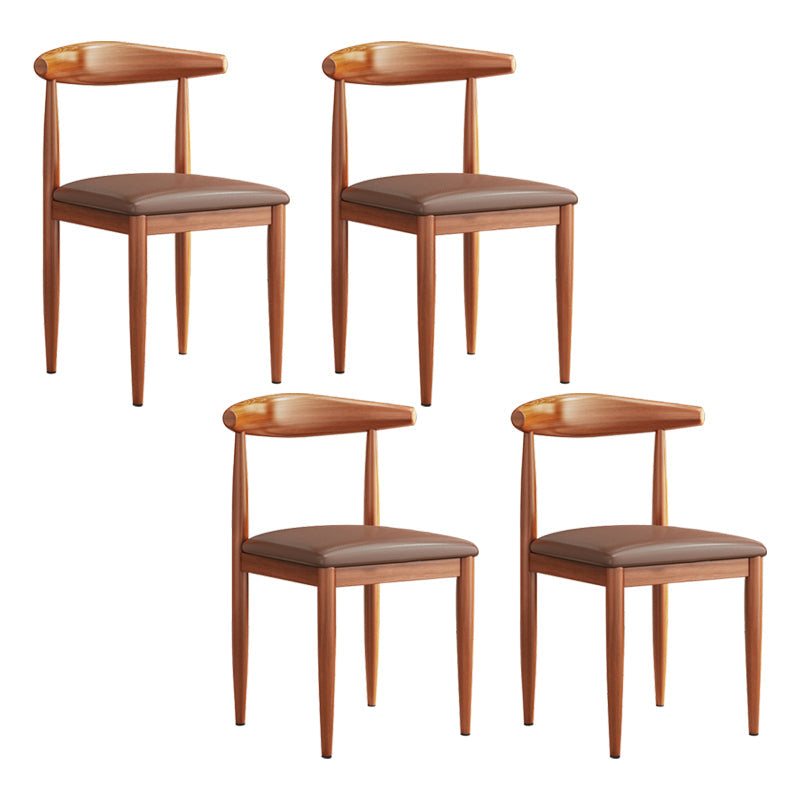 Modern Indoor-Outdoor Metal Chair Dining Room Armless Cow Horn Open Back Dining Side Chair Dark Coffee 4 Piece Set Clearhalo ' kitchen&dining_furn' 'Dining Chairs' 'Dining Tables & Seating' 'dining_chair' 'furn' 'furn_dining_chair' 'Furniture' 'furniture_dining_chair' 'Kitchen & Dining Furniture' 'kitchen' 3827172