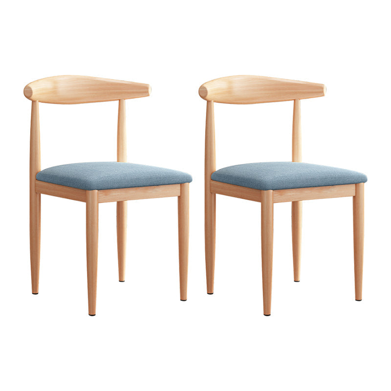 Modern Indoor-Outdoor Metal Chair Dining Room Armless Cow Horn Open Back Dining Side Chair Blue 2 Piece Set Clearhalo ' kitchen&dining_furn' 'Dining Chairs' 'Dining Tables & Seating' 'dining_chair' 'furn' 'furn_dining_chair' 'Furniture' 'furniture_dining_chair' 'Kitchen & Dining Furniture' 'kitchen' 3827177