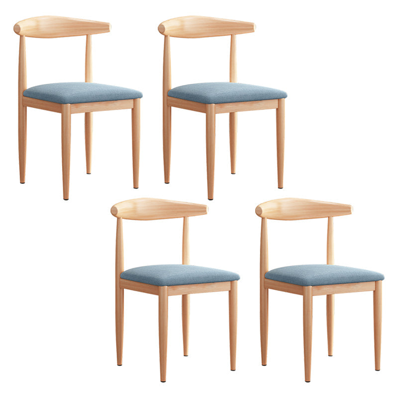 Modern Indoor-Outdoor Metal Chair Dining Room Armless Cow Horn Open Back Dining Side Chair Blue 4 Piece Set Clearhalo ' kitchen&dining_furn' 'Dining Chairs' 'Dining Tables & Seating' 'dining_chair' 'furn' 'furn_dining_chair' 'Furniture' 'furniture_dining_chair' 'Kitchen & Dining Furniture' 'kitchen' 3827178