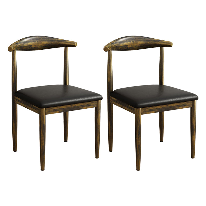 Modern Indoor-Outdoor Metal Chair Dining Room Armless Cow Horn Open Back Dining Side Chair Black-Wood 2 Piece Set Clearhalo ' kitchen&dining_furn' 'Dining Chairs' 'Dining Tables & Seating' 'dining_chair' 'furn' 'furn_dining_chair' 'Furniture' 'furniture_dining_chair' 'Kitchen & Dining Furniture' 'kitchen' 3827180