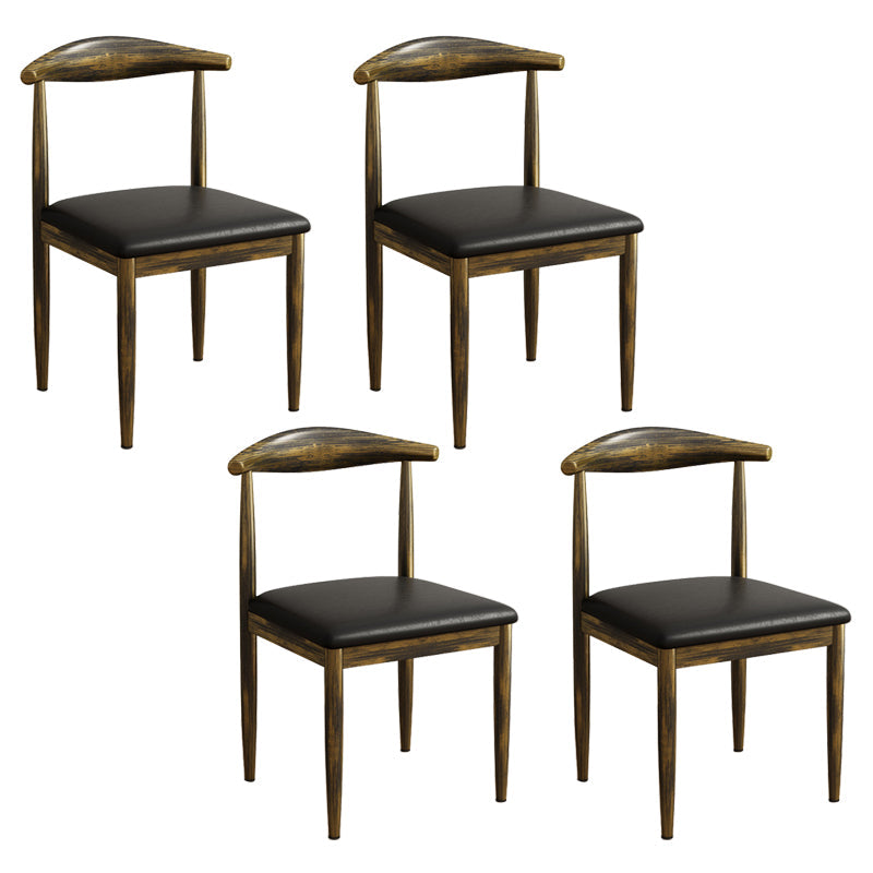 Modern Indoor-Outdoor Metal Chair Dining Room Armless Cow Horn Open Back Dining Side Chair Black-Wood 4 Piece Set Clearhalo ' kitchen&dining_furn' 'Dining Chairs' 'Dining Tables & Seating' 'dining_chair' 'furn' 'furn_dining_chair' 'Furniture' 'furniture_dining_chair' 'Kitchen & Dining Furniture' 'kitchen' 3827181
