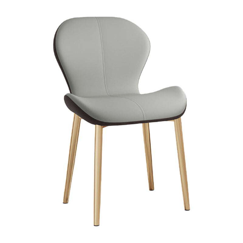 Leather Contemporary Home Side Chair Wingback Matte Finish Dining Chair Grey 1 Piece Brass Gold Clearhalo ' kitchen&dining_furn' 'Dining Chairs' 'Dining Tables & Seating' 'dining_chair' 'furn' 'furn_dining_chair' 'Furniture' 'furniture_dining_chair' 'Kitchen & Dining Furniture' 'kitchen' 3827238
