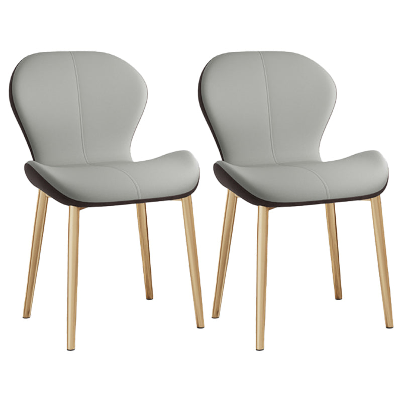 Leather Contemporary Home Side Chair Wingback Matte Finish Dining Chair Grey 2 Piece Set Brass Gold Clearhalo ' kitchen&dining_furn' 'Dining Chairs' 'Dining Tables & Seating' 'dining_chair' 'furn' 'furn_dining_chair' 'Furniture' 'furniture_dining_chair' 'Kitchen & Dining Furniture' 'kitchen' 3827240