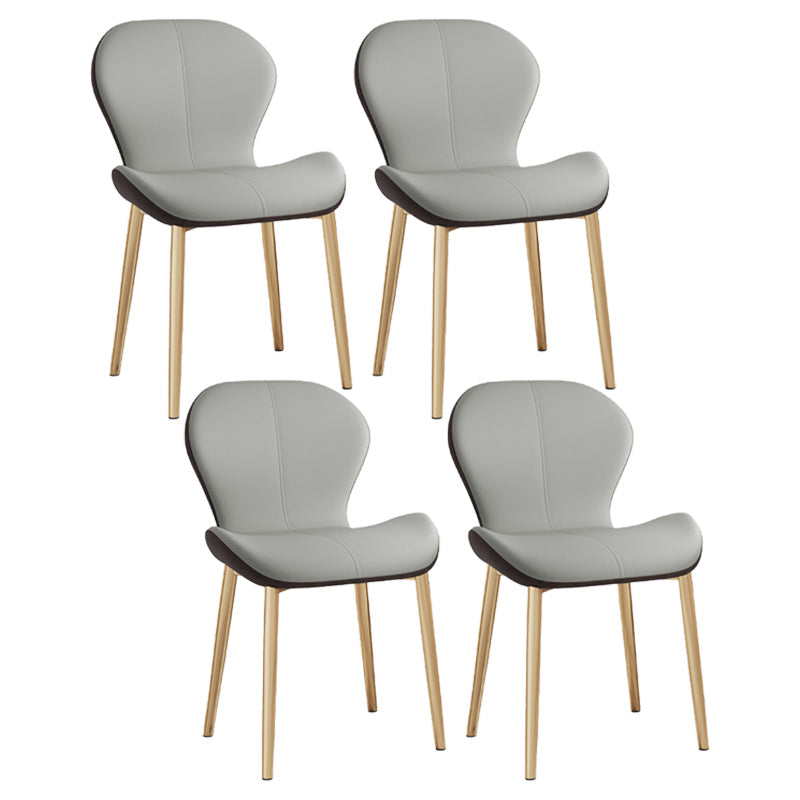 Leather Contemporary Home Side Chair Wingback Matte Finish Dining Chair Grey 4 Piece Set Brass Gold Clearhalo ' kitchen&dining_furn' 'Dining Chairs' 'Dining Tables & Seating' 'dining_chair' 'furn' 'furn_dining_chair' 'Furniture' 'furniture_dining_chair' 'Kitchen & Dining Furniture' 'kitchen' 3827241