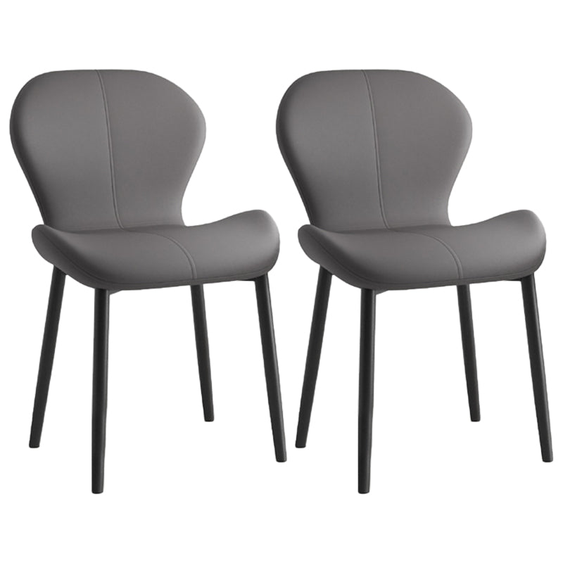 Leather Contemporary Home Side Chair Wingback Matte Finish Dining Chair Dark Gray 2 Piece Set Black Clearhalo ' kitchen&dining_furn' 'Dining Chairs' 'Dining Tables & Seating' 'dining_chair' 'furn' 'furn_dining_chair' 'Furniture' 'furniture_dining_chair' 'Kitchen & Dining Furniture' 'kitchen' 3827251