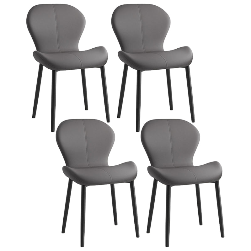 Leather Contemporary Home Side Chair Wingback Matte Finish Dining Chair Dark Gray 4 Piece Set Black Clearhalo ' kitchen&dining_furn' 'Dining Chairs' 'Dining Tables & Seating' 'dining_chair' 'furn' 'furn_dining_chair' 'Furniture' 'furniture_dining_chair' 'Kitchen & Dining Furniture' 'kitchen' 3827254