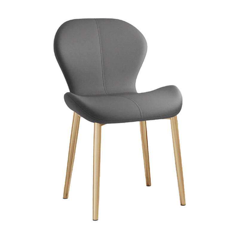 Leather Contemporary Home Side Chair Wingback Matte Finish Dining Chair Dark Gray 1 Piece Brass Gold Clearhalo ' kitchen&dining_furn' 'Dining Chairs' 'Dining Tables & Seating' 'dining_chair' 'furn' 'furn_dining_chair' 'Furniture' 'furniture_dining_chair' 'Kitchen & Dining Furniture' 'kitchen' 3827255