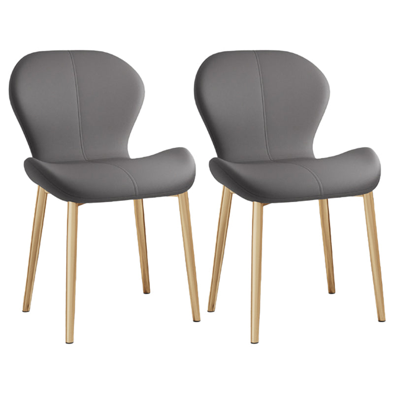 Leather Contemporary Home Side Chair Wingback Matte Finish Dining Chair Dark Gray 2 Piece Set Brass Gold Clearhalo ' kitchen&dining_furn' 'Dining Chairs' 'Dining Tables & Seating' 'dining_chair' 'furn' 'furn_dining_chair' 'Furniture' 'furniture_dining_chair' 'Kitchen & Dining Furniture' 'kitchen' 3827258