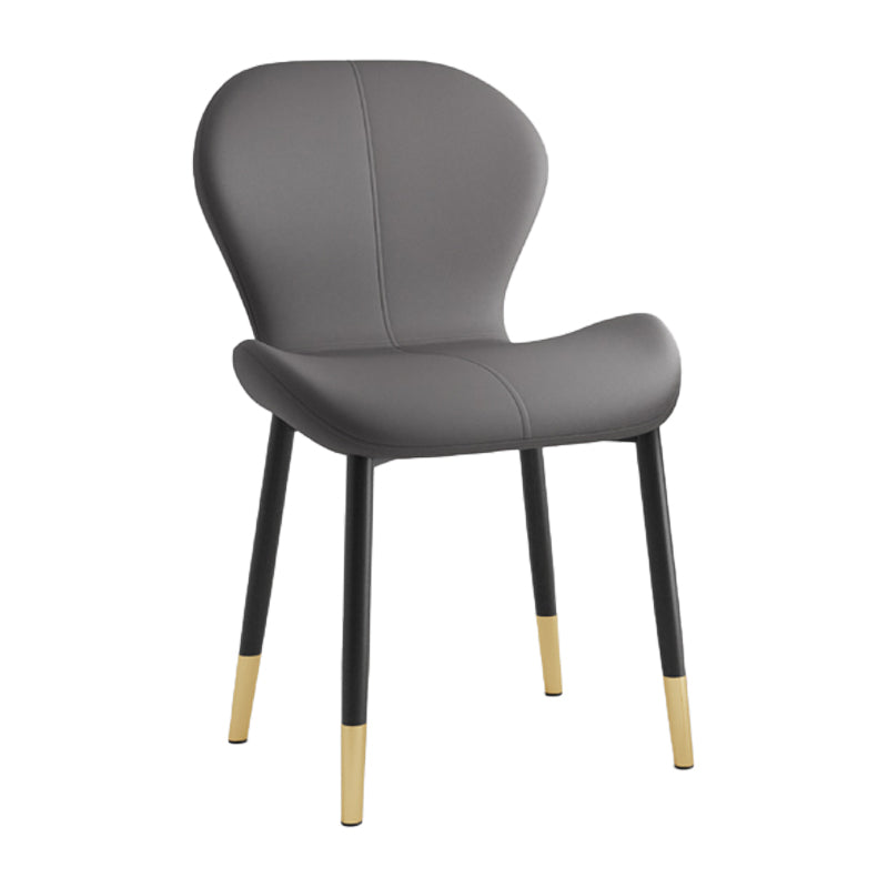 Leather Contemporary Home Side Chair Wingback Matte Finish Dining Chair Dark Gray 1 Piece Black Gold Clearhalo ' kitchen&dining_furn' 'Dining Chairs' 'Dining Tables & Seating' 'dining_chair' 'furn' 'furn_dining_chair' 'Furniture' 'furniture_dining_chair' 'Kitchen & Dining Furniture' 'kitchen' 3827260