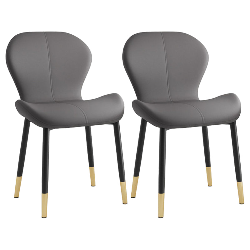 Leather Contemporary Home Side Chair Wingback Matte Finish Dining Chair Dark Gray 2 Piece Set Black Gold Clearhalo ' kitchen&dining_furn' 'Dining Chairs' 'Dining Tables & Seating' 'dining_chair' 'furn' 'furn_dining_chair' 'Furniture' 'furniture_dining_chair' 'Kitchen & Dining Furniture' 'kitchen' 3827261