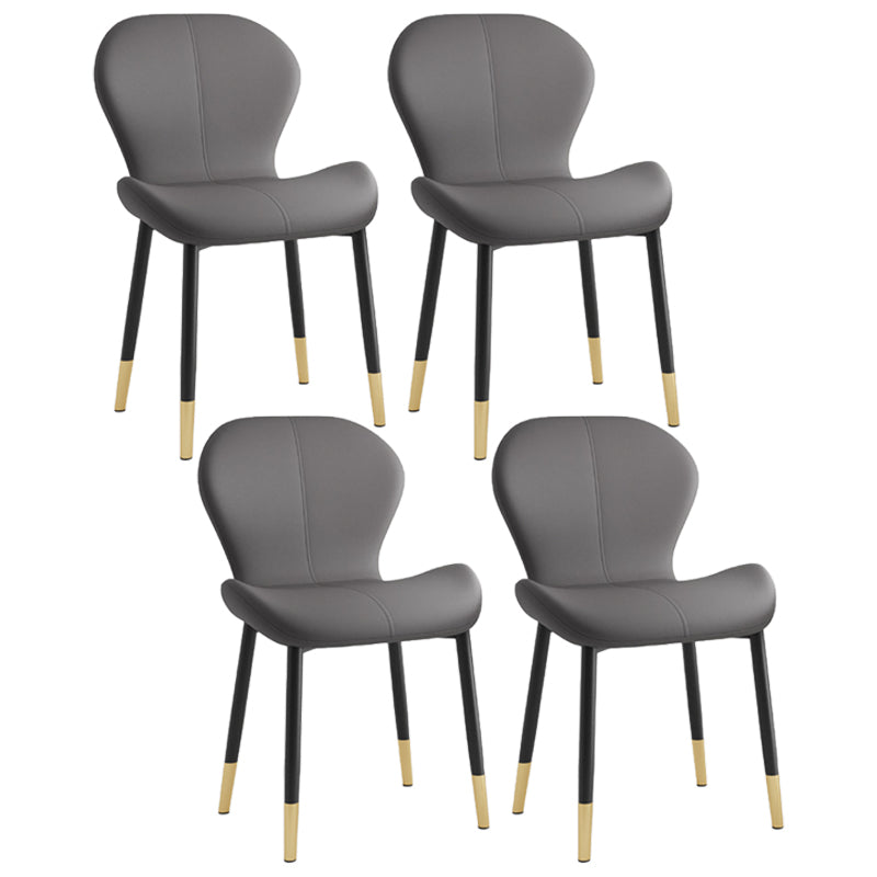 Leather Contemporary Home Side Chair Wingback Matte Finish Dining Chair Dark Gray 4 Piece Set Black Gold Clearhalo ' kitchen&dining_furn' 'Dining Chairs' 'Dining Tables & Seating' 'dining_chair' 'furn' 'furn_dining_chair' 'Furniture' 'furniture_dining_chair' 'Kitchen & Dining Furniture' 'kitchen' 3827262