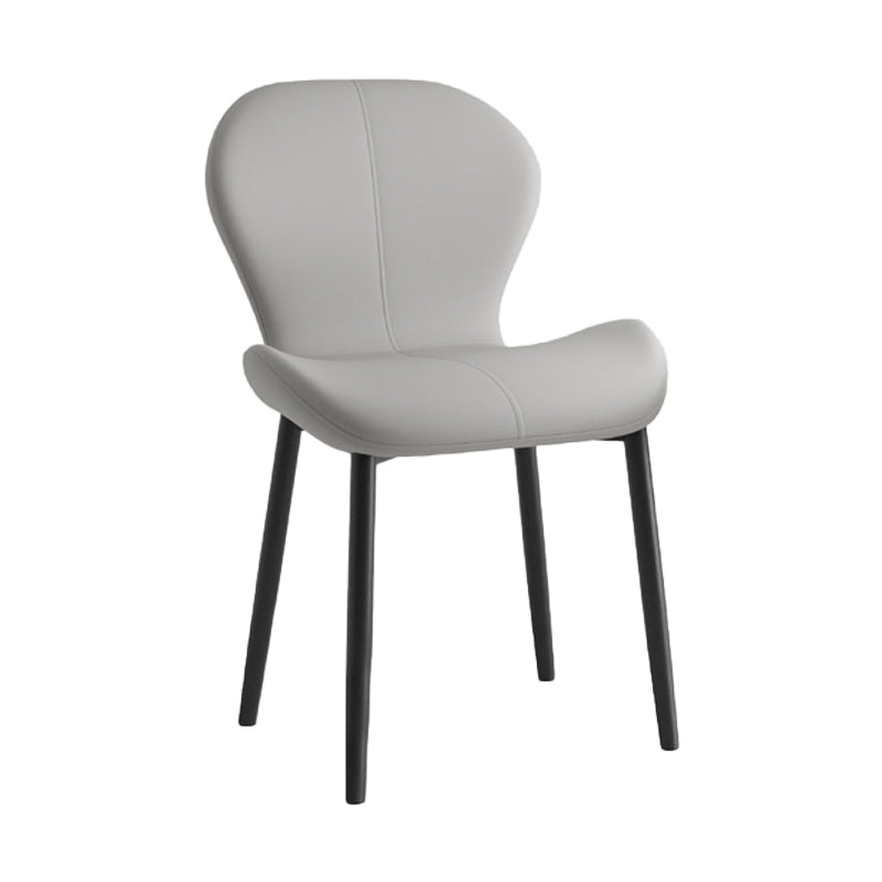 Leather Contemporary Home Side Chair Wingback Matte Finish Dining Chair Light Gray 1 Piece Black Clearhalo ' kitchen&dining_furn' 'Dining Chairs' 'Dining Tables & Seating' 'dining_chair' 'furn' 'furn_dining_chair' 'Furniture' 'furniture_dining_chair' 'Kitchen & Dining Furniture' 'kitchen' 3827263
