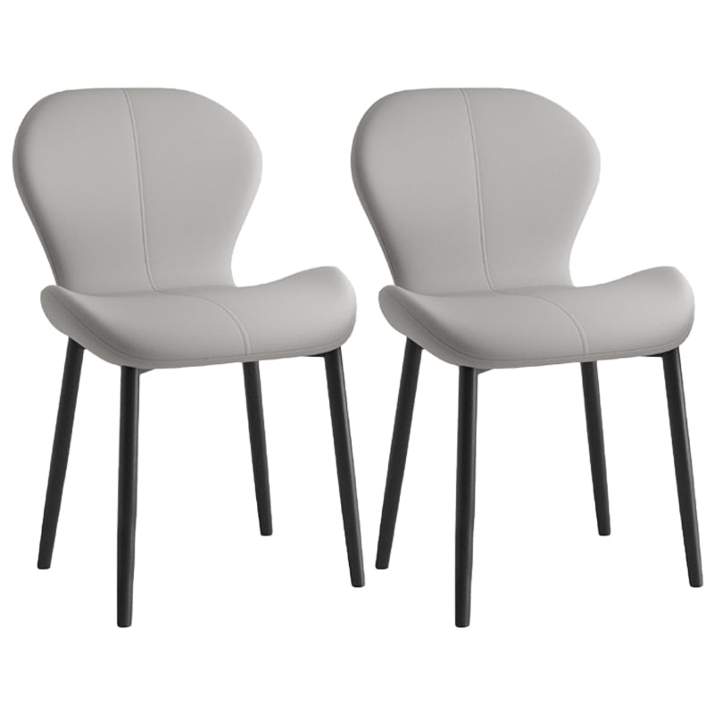 Leather Contemporary Home Side Chair Wingback Matte Finish Dining Chair Light Gray 2 Piece Set Black Clearhalo ' kitchen&dining_furn' 'Dining Chairs' 'Dining Tables & Seating' 'dining_chair' 'furn' 'furn_dining_chair' 'Furniture' 'furniture_dining_chair' 'Kitchen & Dining Furniture' 'kitchen' 3827264