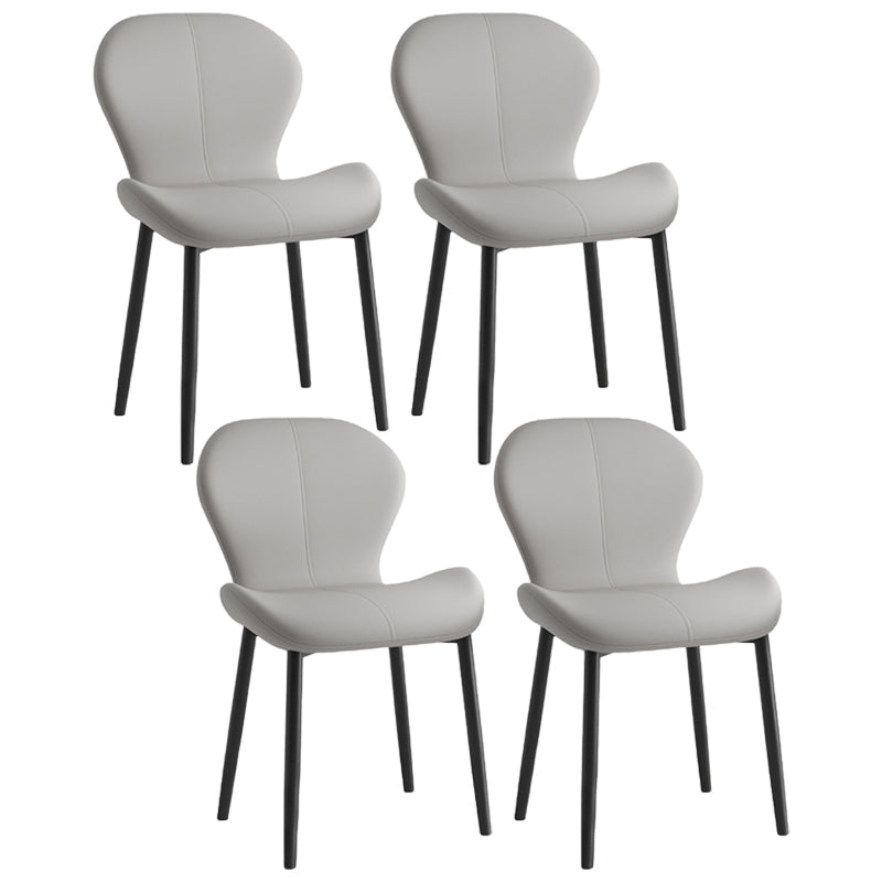 Leather Contemporary Home Side Chair Wingback Matte Finish Dining Chair Light Gray 4 Piece Set Black Clearhalo ' kitchen&dining_furn' 'Dining Chairs' 'Dining Tables & Seating' 'dining_chair' 'furn' 'furn_dining_chair' 'Furniture' 'furniture_dining_chair' 'Kitchen & Dining Furniture' 'kitchen' 3827265