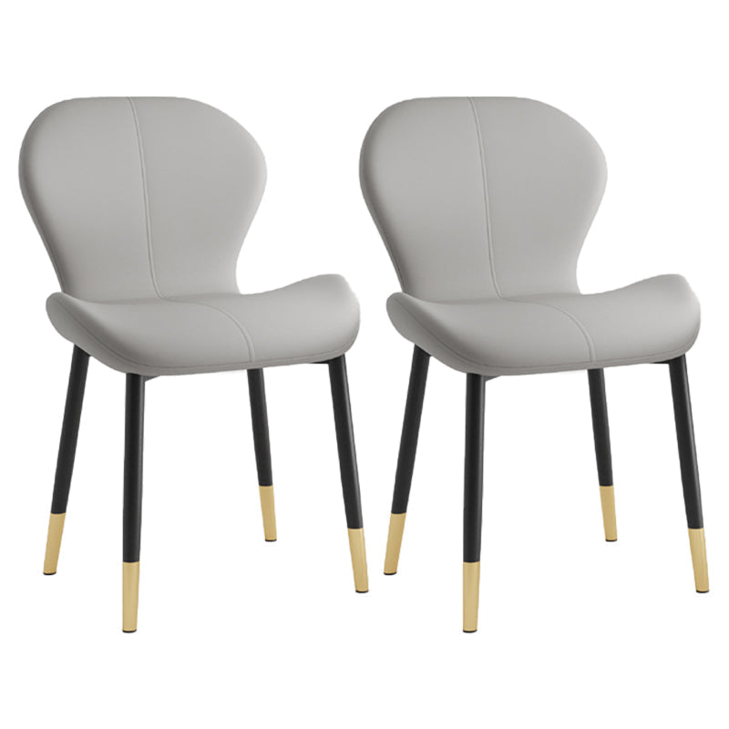Leather Contemporary Home Side Chair Wingback Matte Finish Dining Chair Light Gray 2 Piece Set Black Gold Clearhalo ' kitchen&dining_furn' 'Dining Chairs' 'Dining Tables & Seating' 'dining_chair' 'furn' 'furn_dining_chair' 'Furniture' 'furniture_dining_chair' 'Kitchen & Dining Furniture' 'kitchen' 3827270