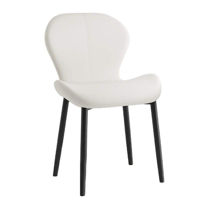 Leather Contemporary Home Side Chair Wingback Matte Finish Dining Chair White 1 Piece Black Clearhalo ' kitchen&dining_furn' 'Dining Chairs' 'Dining Tables & Seating' 'dining_chair' 'furn' 'furn_dining_chair' 'Furniture' 'furniture_dining_chair' 'Kitchen & Dining Furniture' 'kitchen' 3827272