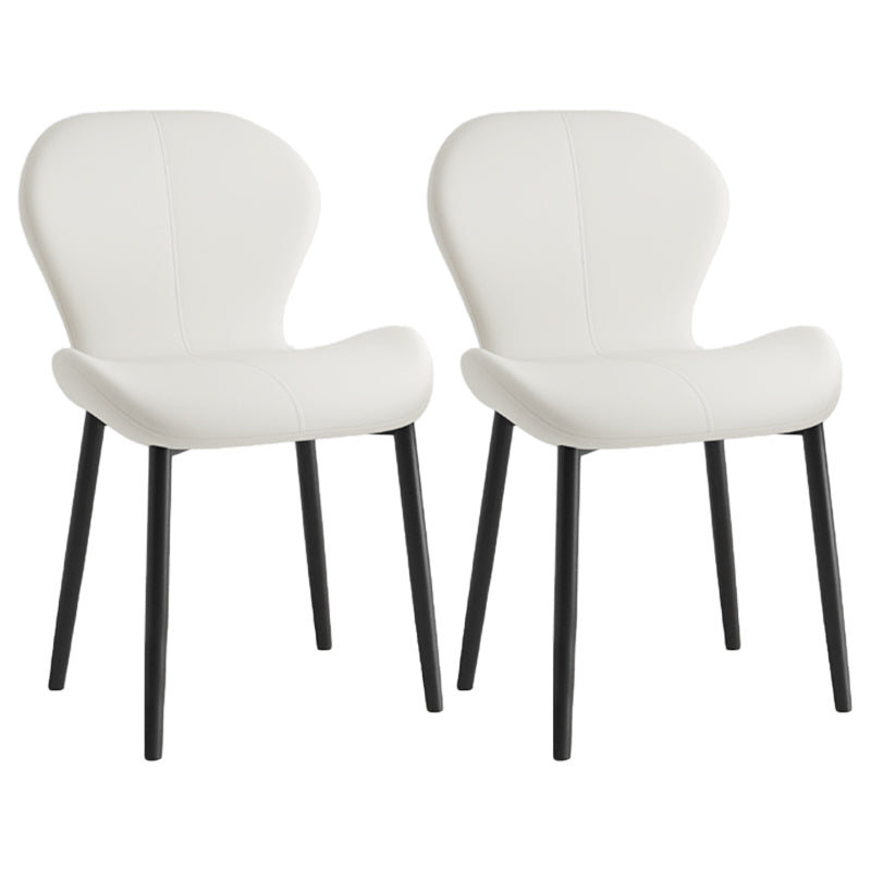 Leather Contemporary Home Side Chair Wingback Matte Finish Dining Chair White 2 Piece Set Black Clearhalo ' kitchen&dining_furn' 'Dining Chairs' 'Dining Tables & Seating' 'dining_chair' 'furn' 'furn_dining_chair' 'Furniture' 'furniture_dining_chair' 'Kitchen & Dining Furniture' 'kitchen' 3827273