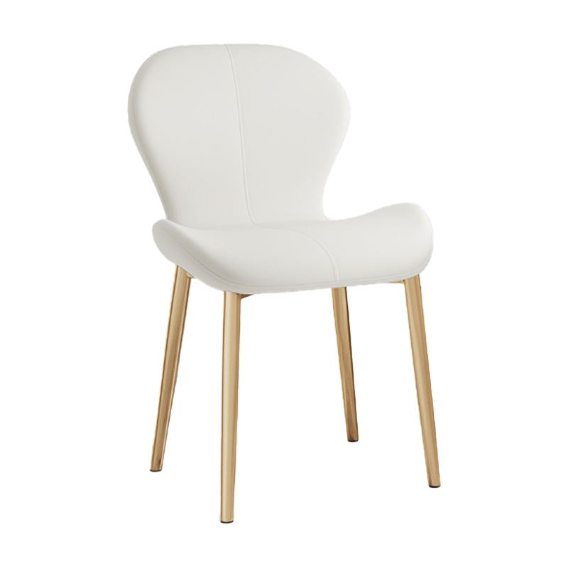 Leather Contemporary Home Side Chair Wingback Matte Finish Dining Chair White 1 Piece Brass Gold Clearhalo ' kitchen&dining_furn' 'Dining Chairs' 'Dining Tables & Seating' 'dining_chair' 'furn' 'furn_dining_chair' 'Furniture' 'furniture_dining_chair' 'Kitchen & Dining Furniture' 'kitchen' 3827275