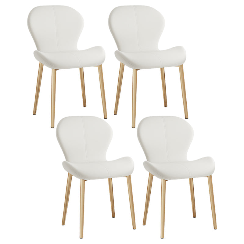 Leather Contemporary Home Side Chair Wingback Matte Finish Dining Chair White 4 Piece Set Brass Gold Clearhalo ' kitchen&dining_furn' 'Dining Chairs' 'Dining Tables & Seating' 'dining_chair' 'furn' 'furn_dining_chair' 'Furniture' 'furniture_dining_chair' 'Kitchen & Dining Furniture' 'kitchen' 3827277
