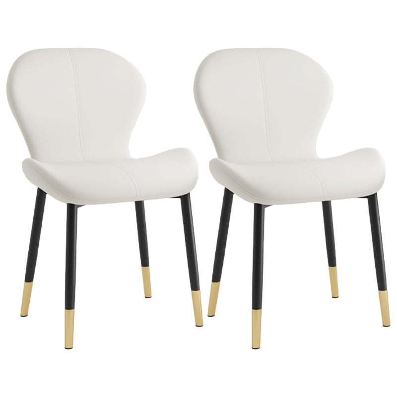 Leather Contemporary Home Side Chair Wingback Matte Finish Dining Chair White 2 Piece Set Black Gold Clearhalo ' kitchen&dining_furn' 'Dining Chairs' 'Dining Tables & Seating' 'dining_chair' 'furn' 'furn_dining_chair' 'Furniture' 'furniture_dining_chair' 'Kitchen & Dining Furniture' 'kitchen' 3827279