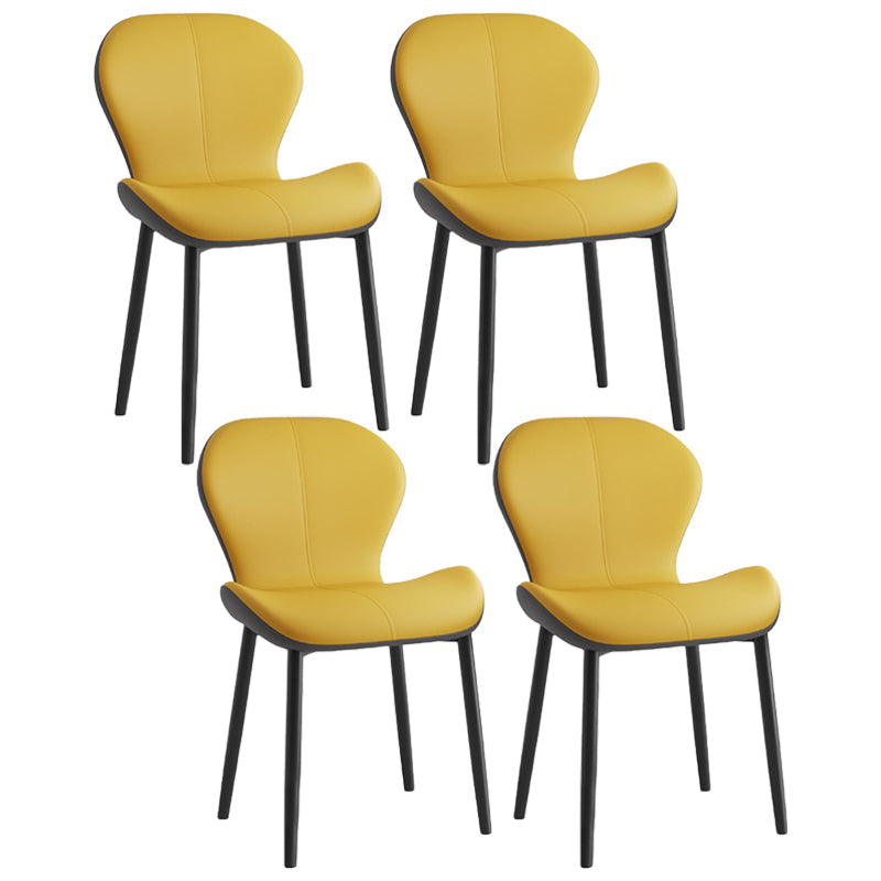 Leather Contemporary Home Side Chair Wingback Matte Finish Dining Chair Yellow 4 Piece Set Black Clearhalo ' kitchen&dining_furn' 'Dining Chairs' 'Dining Tables & Seating' 'dining_chair' 'furn' 'furn_dining_chair' 'Furniture' 'furniture_dining_chair' 'Kitchen & Dining Furniture' 'kitchen' 3827283