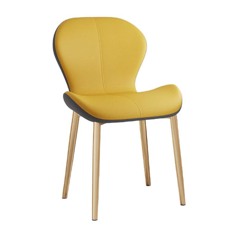 Leather Contemporary Home Side Chair Wingback Matte Finish Dining Chair Yellow 1 Piece Brass Gold Clearhalo ' kitchen&dining_furn' 'Dining Chairs' 'Dining Tables & Seating' 'dining_chair' 'furn' 'furn_dining_chair' 'Furniture' 'furniture_dining_chair' 'Kitchen & Dining Furniture' 'kitchen' 3827284