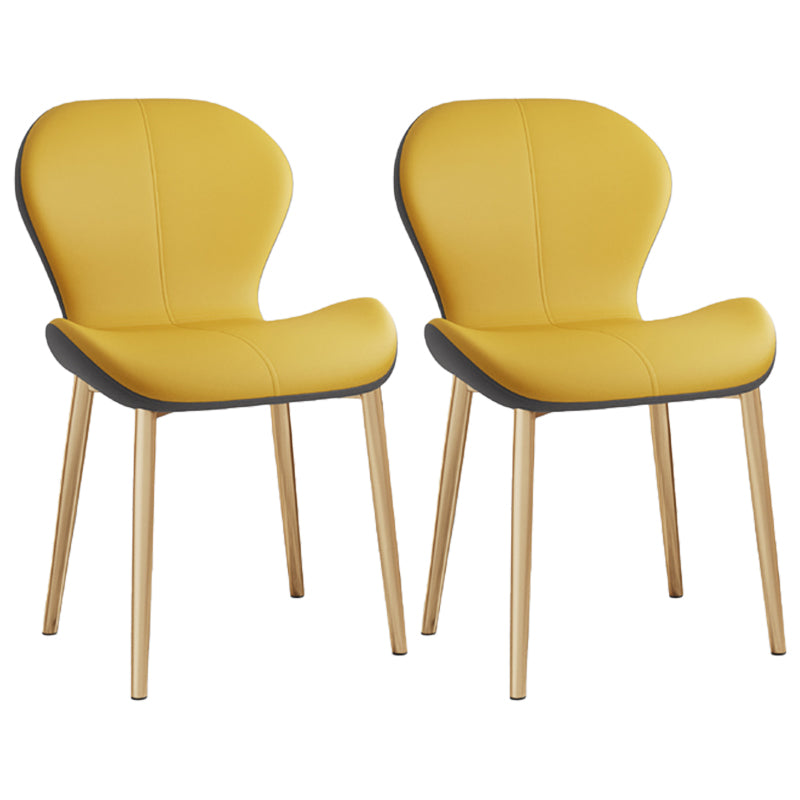 Leather Contemporary Home Side Chair Wingback Matte Finish Dining Chair Yellow 2 Piece Set Brass Gold Clearhalo ' kitchen&dining_furn' 'Dining Chairs' 'Dining Tables & Seating' 'dining_chair' 'furn' 'furn_dining_chair' 'Furniture' 'furniture_dining_chair' 'Kitchen & Dining Furniture' 'kitchen' 3827285