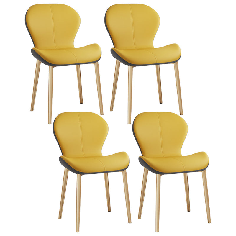 Leather Contemporary Home Side Chair Wingback Matte Finish Dining Chair Yellow 4 Piece Set Brass Gold Clearhalo ' kitchen&dining_furn' 'Dining Chairs' 'Dining Tables & Seating' 'dining_chair' 'furn' 'furn_dining_chair' 'Furniture' 'furniture_dining_chair' 'Kitchen & Dining Furniture' 'kitchen' 3827286