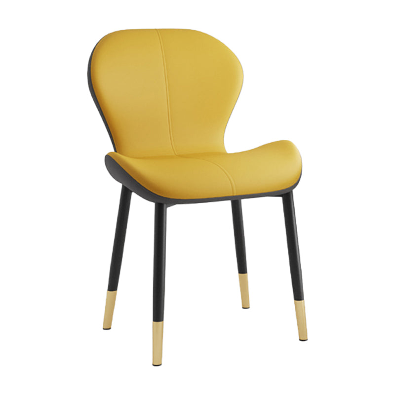 Leather Contemporary Home Side Chair Wingback Matte Finish Dining Chair Yellow 1 Piece Black Gold Clearhalo ' kitchen&dining_furn' 'Dining Chairs' 'Dining Tables & Seating' 'dining_chair' 'furn' 'furn_dining_chair' 'Furniture' 'furniture_dining_chair' 'Kitchen & Dining Furniture' 'kitchen' 3827287