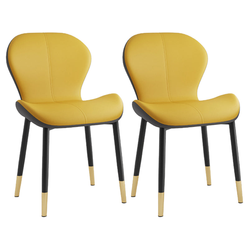 Leather Contemporary Home Side Chair Wingback Matte Finish Dining Chair Yellow 2 Piece Set Black Gold Clearhalo ' kitchen&dining_furn' 'Dining Chairs' 'Dining Tables & Seating' 'dining_chair' 'furn' 'furn_dining_chair' 'Furniture' 'furniture_dining_chair' 'Kitchen & Dining Furniture' 'kitchen' 3827288