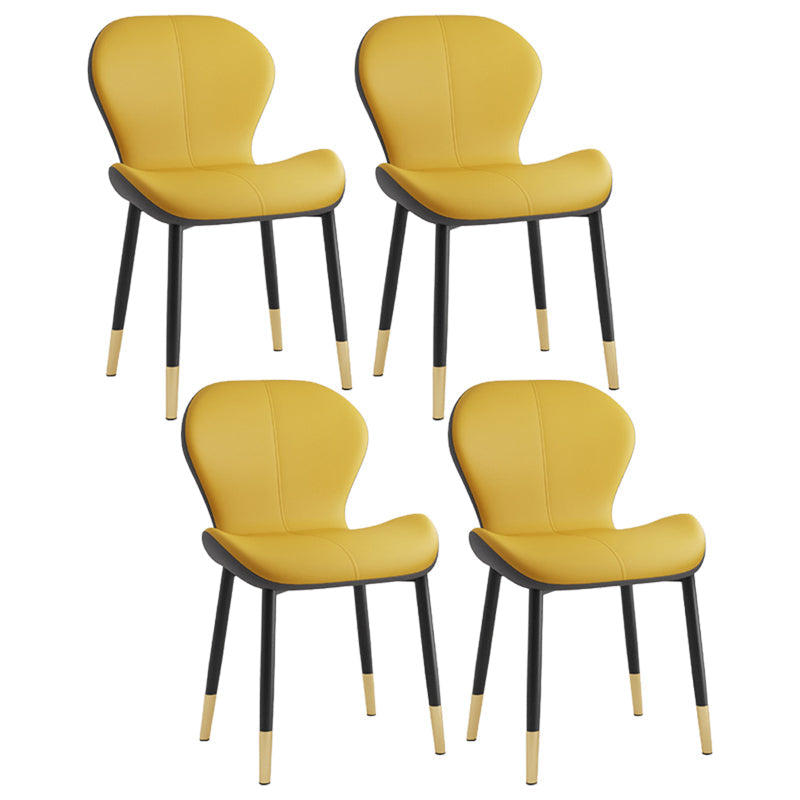 Leather Contemporary Home Side Chair Wingback Matte Finish Dining Chair Yellow 4 Piece Set Black Gold Clearhalo ' kitchen&dining_furn' 'Dining Chairs' 'Dining Tables & Seating' 'dining_chair' 'furn' 'furn_dining_chair' 'Furniture' 'furniture_dining_chair' 'Kitchen & Dining Furniture' 'kitchen' 3827289